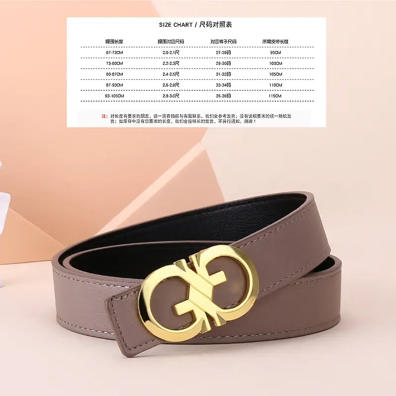 Women's White Leather Belt with Gold GG Buckle - Image 5
