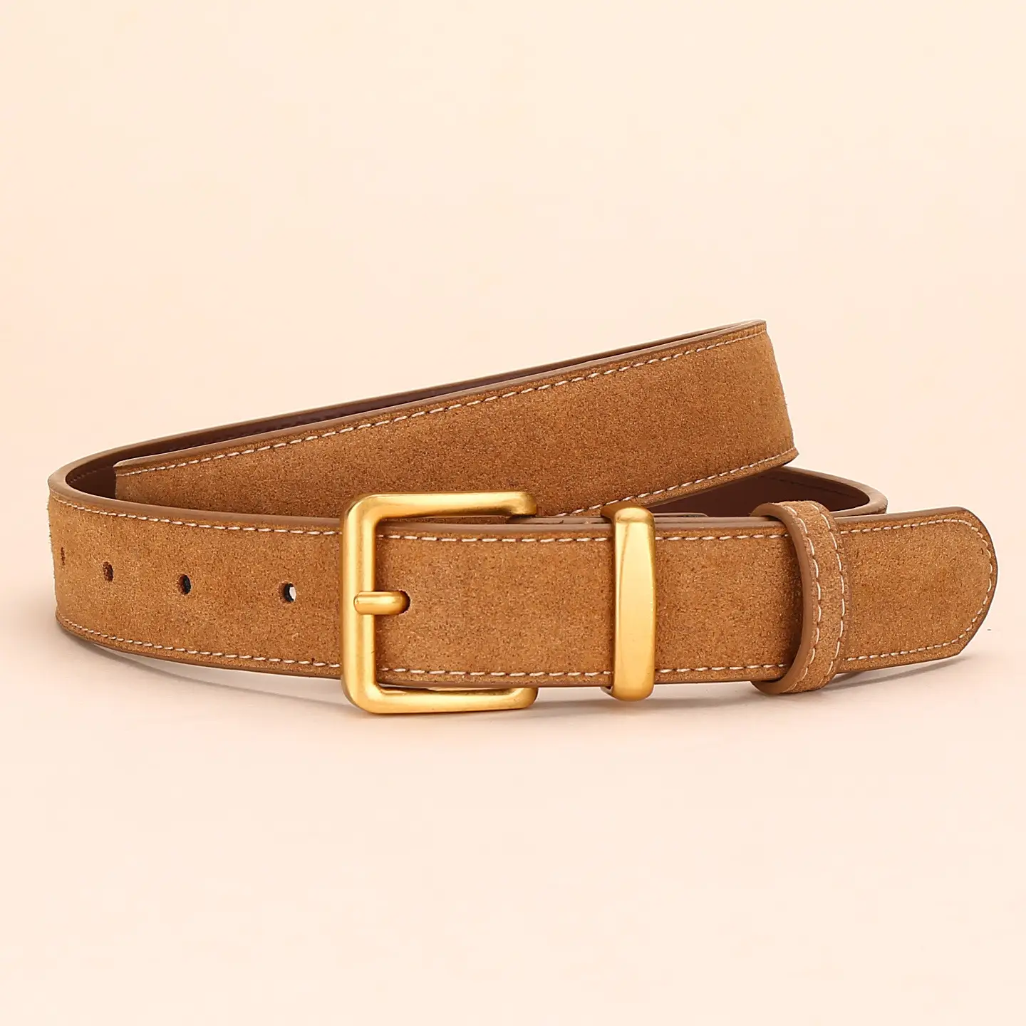 Women's Suede Belt with Gold Buckle 27-33码