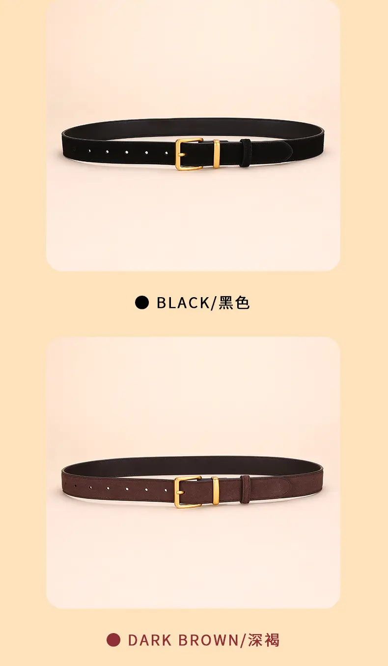 Women's Suede Belt with Gold Buckle 27-33码 — feature 10