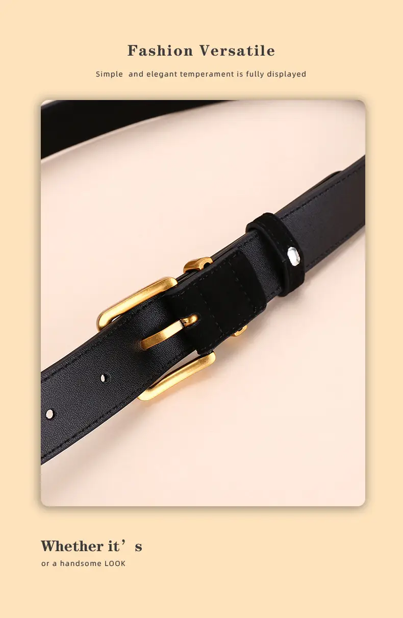 Women's Suede Belt with Gold Buckle 27-33码 — feature 12