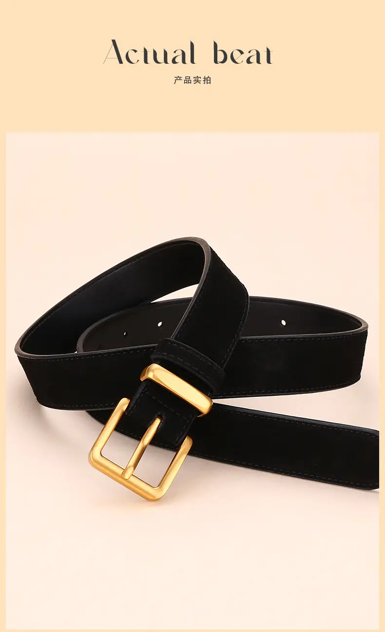 Women's Suede Belt with Gold Buckle 27-33码 — feature 13