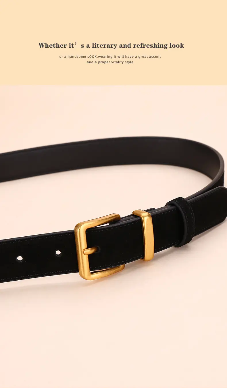 Women's Suede Belt with Gold Buckle 27-33码 — feature 14