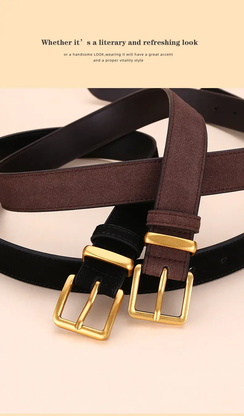 Women's Suede Belt with Gold Buckle 27-33码 — feature 15