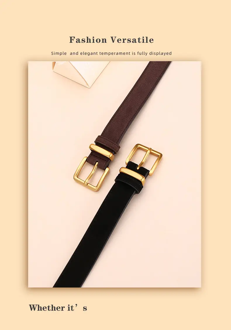 Women's Suede Belt with Gold Buckle 27-33码 — feature 17