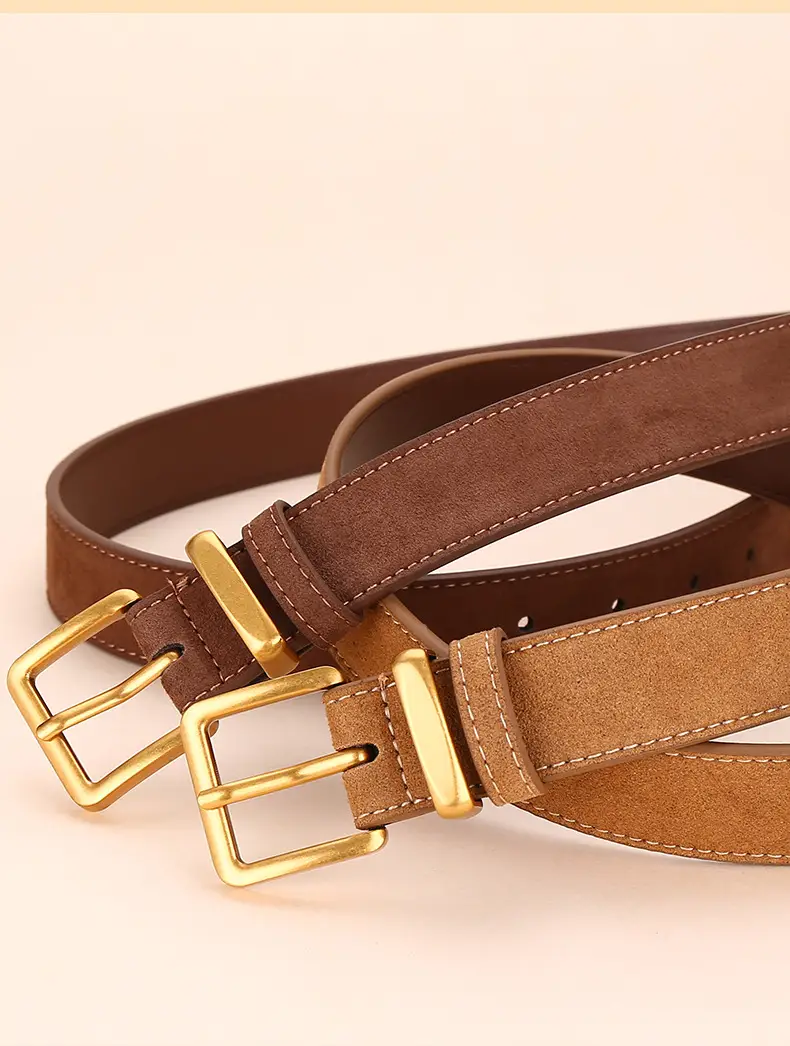 Women's Suede Belt with Gold Buckle 27-33码 — feature 18
