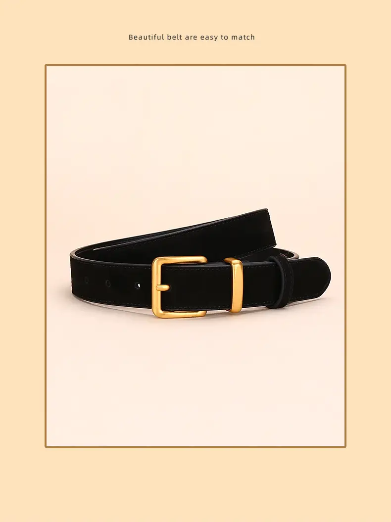 Women's Suede Belt with Gold Buckle 27-33码 — feature 20