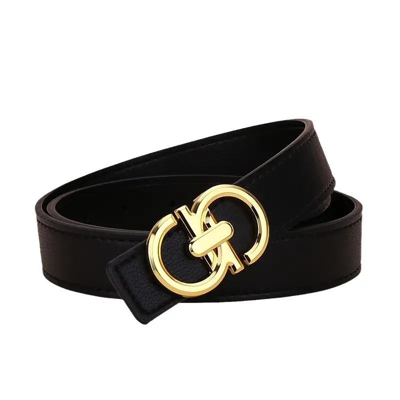 Women's White Leather Belt with Gold Buckle - Image 11