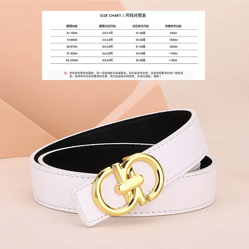 Women's White Leather Belt with Gold Buckle - Image 6