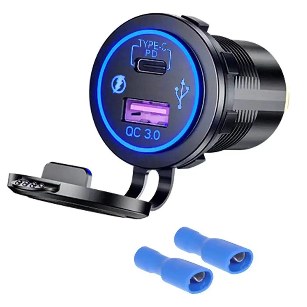 Smart QC3.0 Car USB PD Charging Port for Motorcycle & Mobile Phone - Image 2