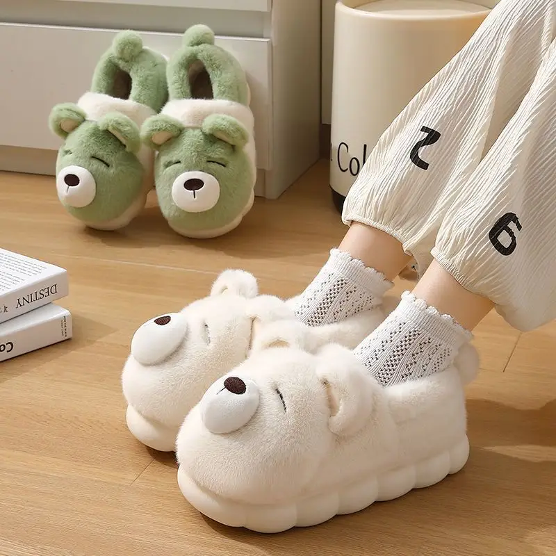 Cotton Slippers Women's Winter Indoor Home 2024 New Cartoon Warm Thick Bottom Non-slip Plush Slippers for Couple Men - Image 11