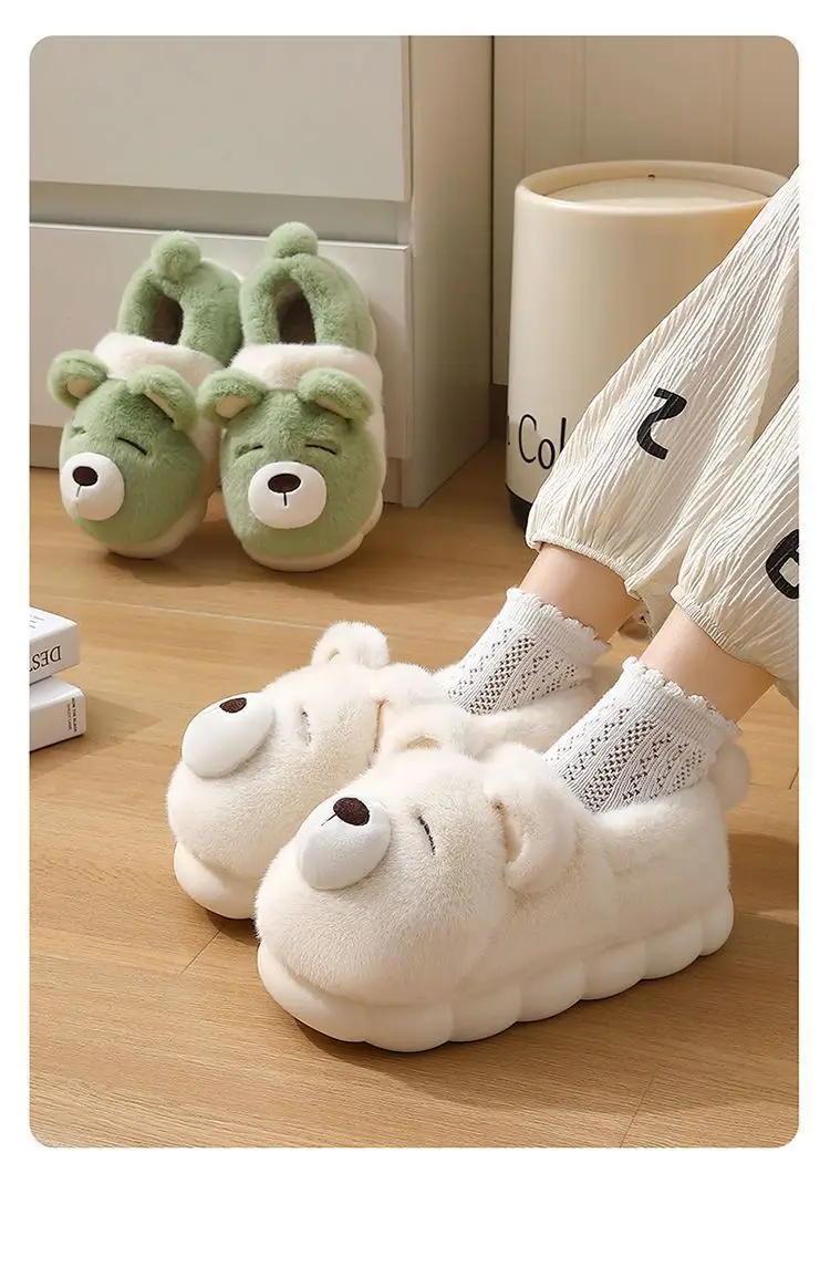 Cotton Slippers Women's Winter Indoor Home 2024 New Cartoon Warm Thick Bottom Non-slip Plush Slippers for Couple Men — feature 10