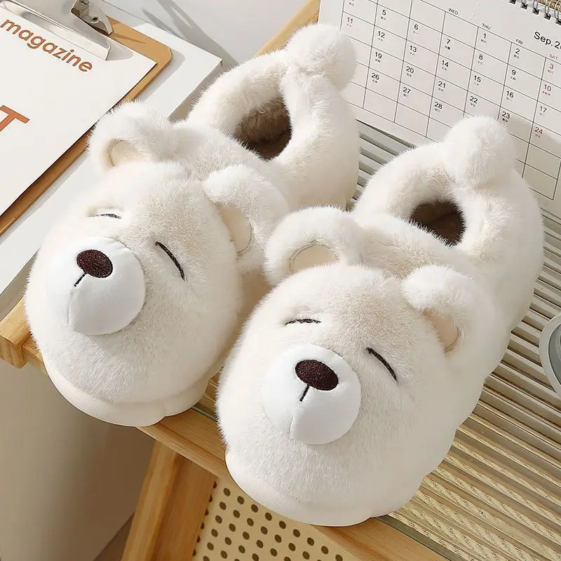 Cotton Slippers Women's Winter Indoor Home 2024 New Cartoon Warm Thick Bottom Non-slip Plush Slippers for Couple Men - Image 5