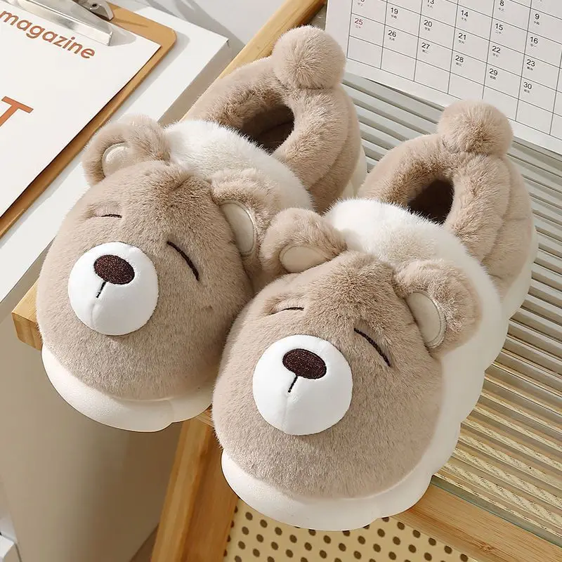 Cotton Slippers Women's Winter Indoor Home 2024 New Cartoon Warm Thick Bottom Non-slip Plush Slippers for Couple Men - Image 6