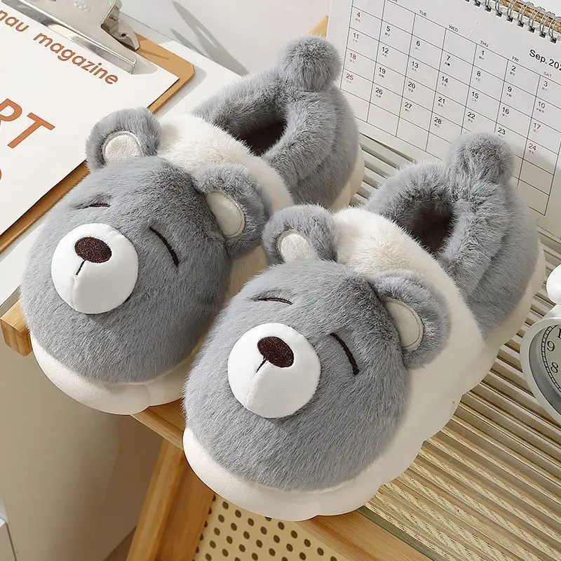 Cotton Slippers Women's Winter Indoor Home 2024 New Cartoon Warm Thick Bottom Non-slip Plush Slippers for Couple Men - Image 8