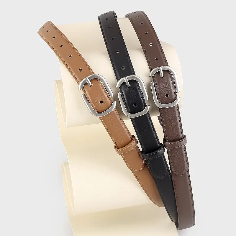 Ladies Genuine Leather Belt with Square Buckle - Image 5