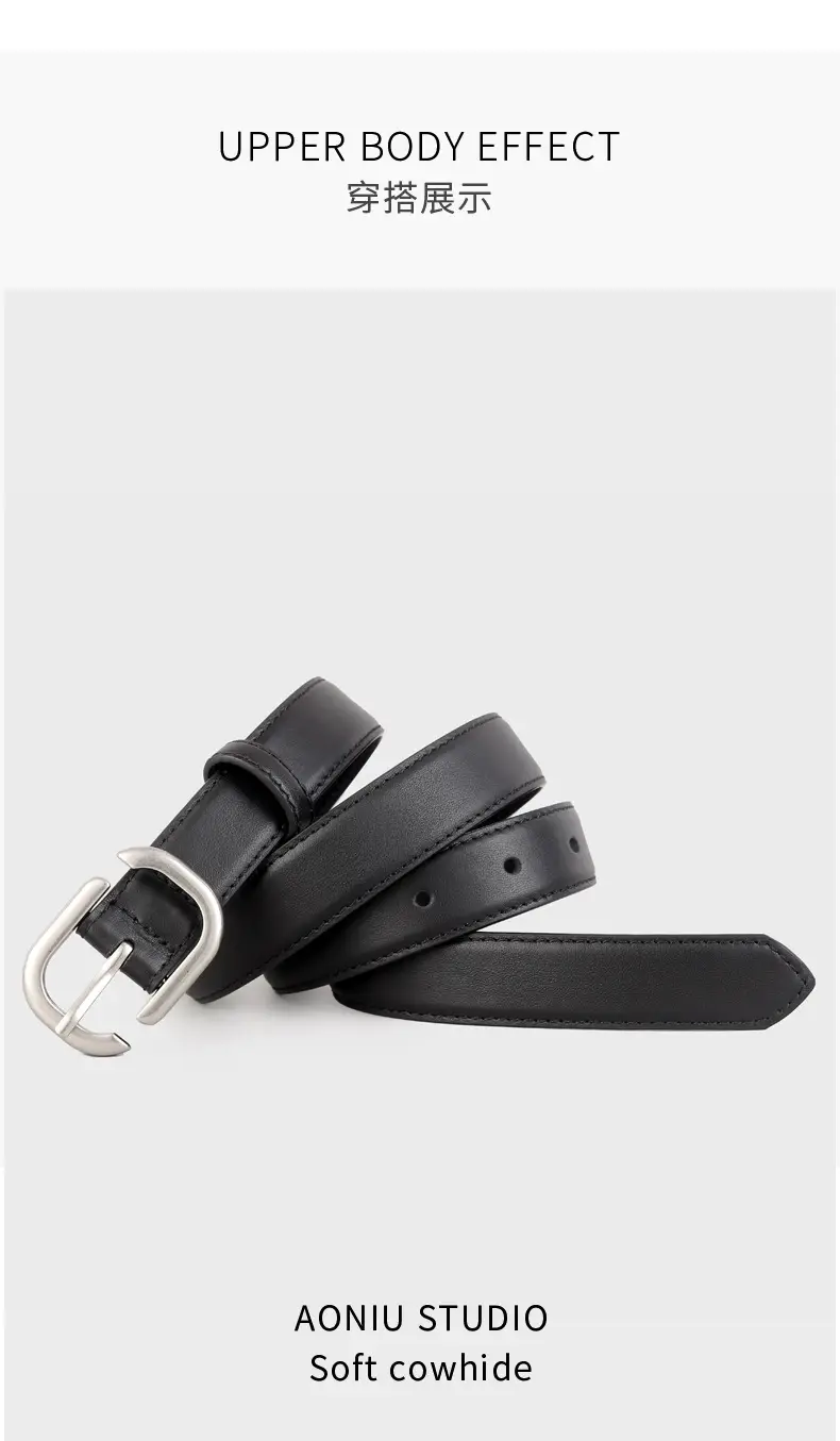 Ladies Genuine Leather Belt with Square Buckle — feature 11
