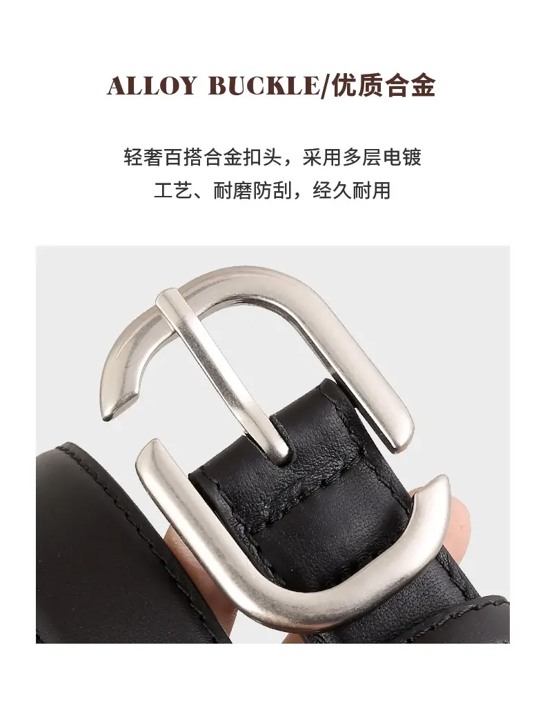 Ladies Genuine Leather Belt with Square Buckle — feature 6