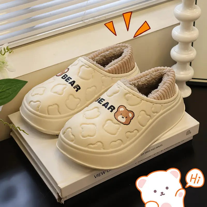 Waterproof Cotton Slippers for Women, Autumn and Winter 2025 New Style, Closed Heel, Indoor Casual, Non-Slip, Warm, Thick-Soled Maternity Cotton Shoes