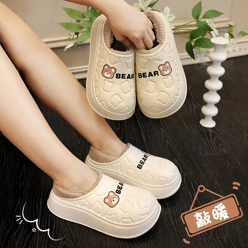 Waterproof Cotton Slippers for Women, Autumn and Winter 2025 New Style, Closed Heel, Indoor Casual, Non-Slip, Warm, Thick-Soled Maternity Cotton Shoes
