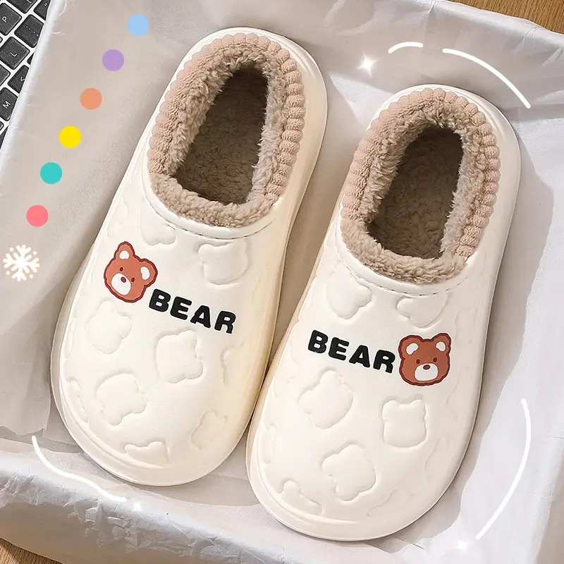 Waterproof Cotton Slippers for Women, Autumn and Winter 2025 New Style, Closed Heel, Indoor Casual, Non-Slip, Warm, Thick-Soled Maternity Cotton Shoes