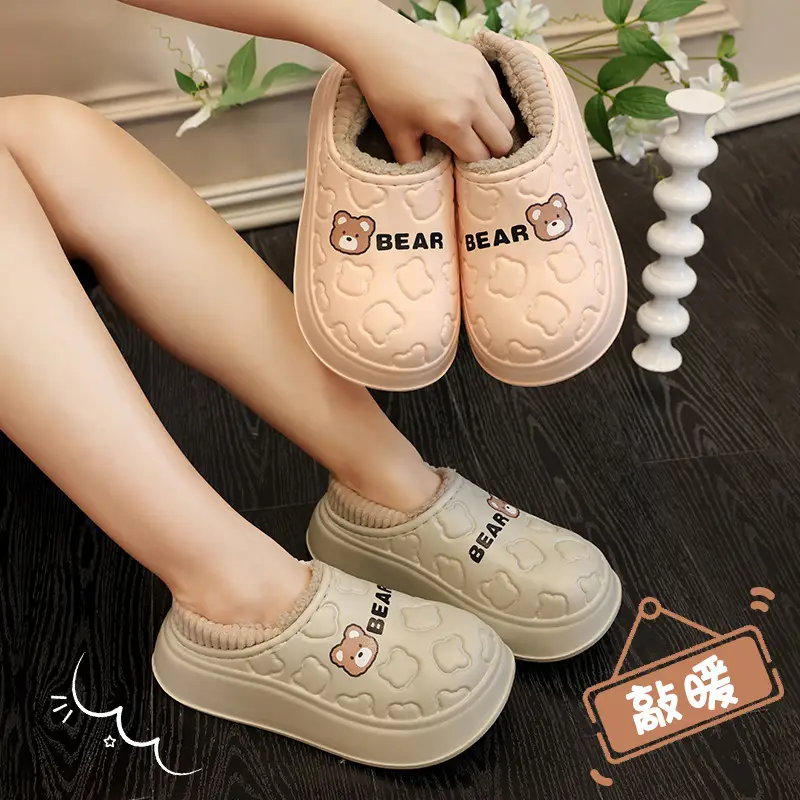 Waterproof Cotton Slippers for Women, Autumn and Winter 2025 New Style, Closed Heel, Indoor Casual, Non-Slip, Warm, Thick-Soled Maternity Cotton Shoes — feature 2