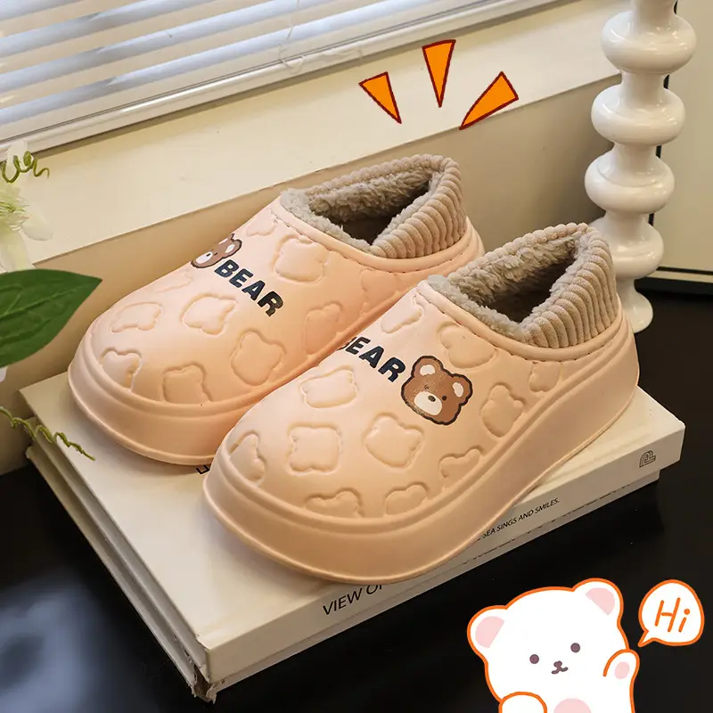 Waterproof Cotton Slippers for Women, Autumn and Winter 2025 New Style, Closed Heel, Indoor Casual, Non-Slip, Warm, Thick-Soled Maternity Cotton Shoes