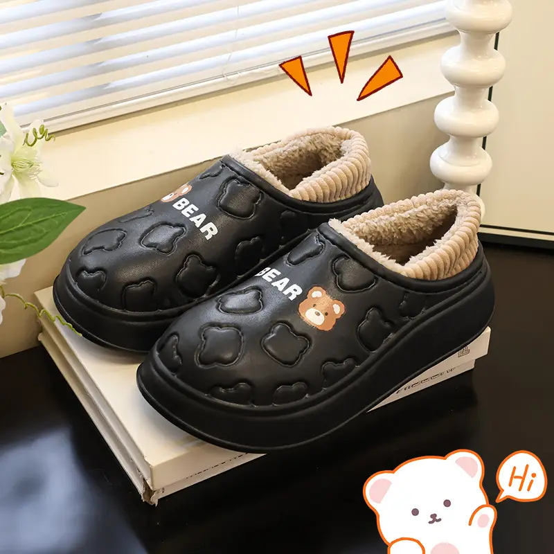 Waterproof Cotton Slippers for Women, Autumn and Winter 2025 New Style, Closed Heel, Indoor Casual, Non-Slip, Warm, Thick-Soled Maternity Cotton Shoes