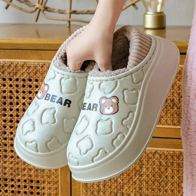 Waterproof Cotton Slippers for Women, Autumn and Winter 2025 New Style, Closed Heel, Indoor Casual, Non-Slip, Warm, Thick-Soled Maternity Cotton Shoes