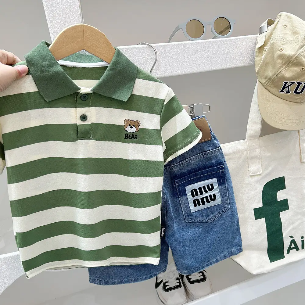 2025 Boys Striped Polo T-Shirt Summer Wear - Image 6