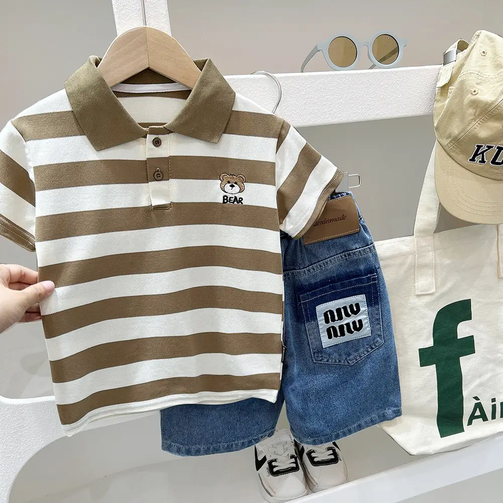 2025 Boys Striped Polo T-Shirt Summer Wear - Image 2