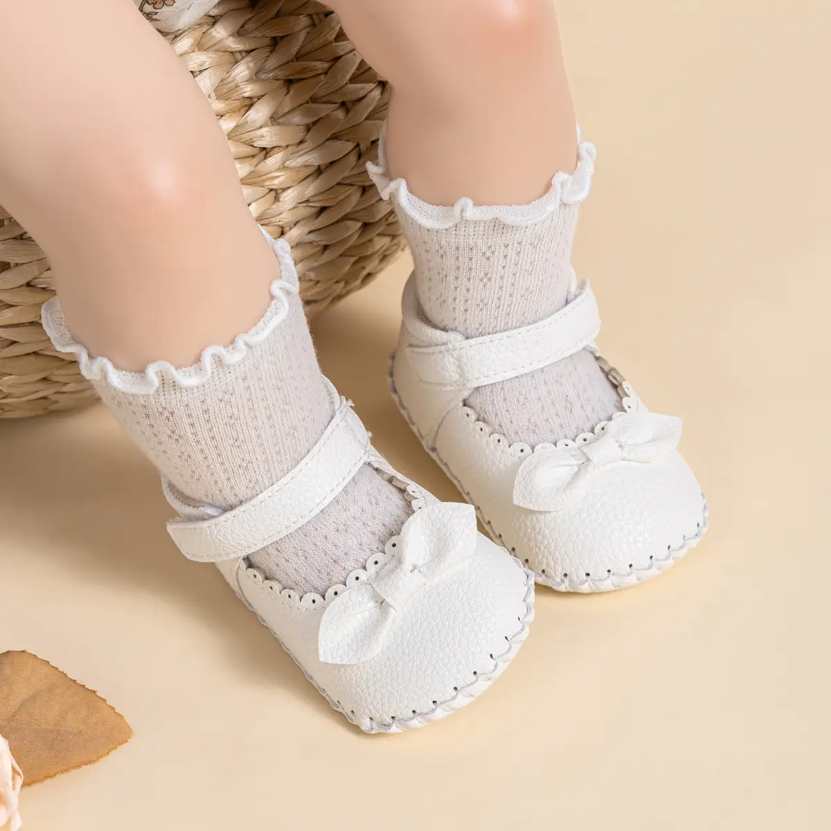 2024 Bow Princess Baby Shoes White Brown Non-Slip — feature 15