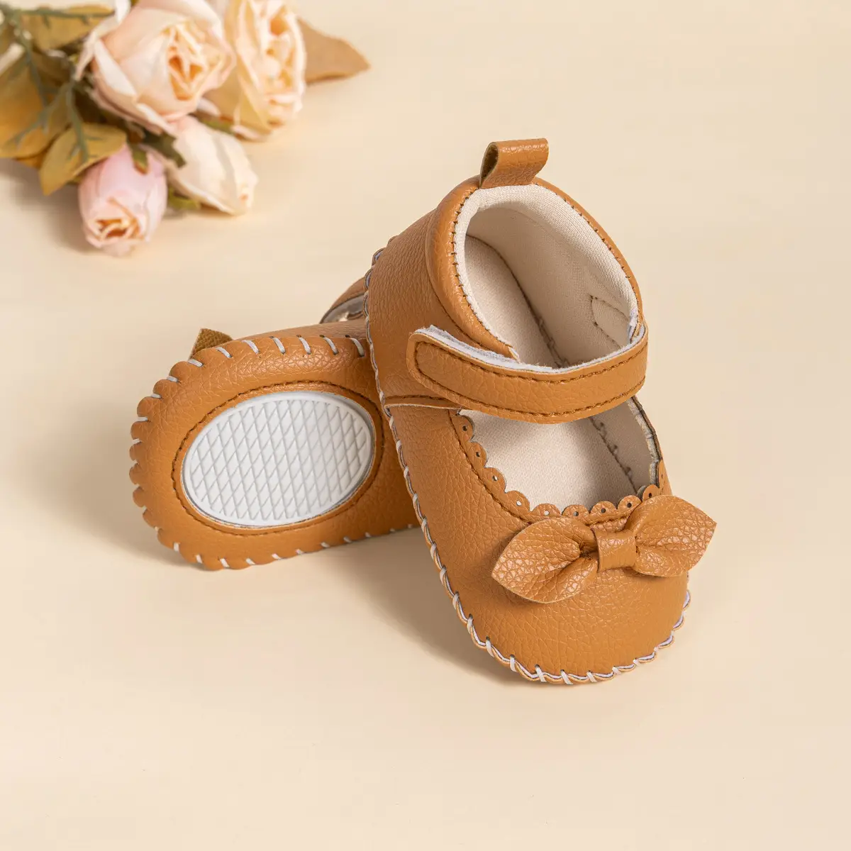 2024 Bow Princess Baby Shoes White Brown Non-Slip — feature 17