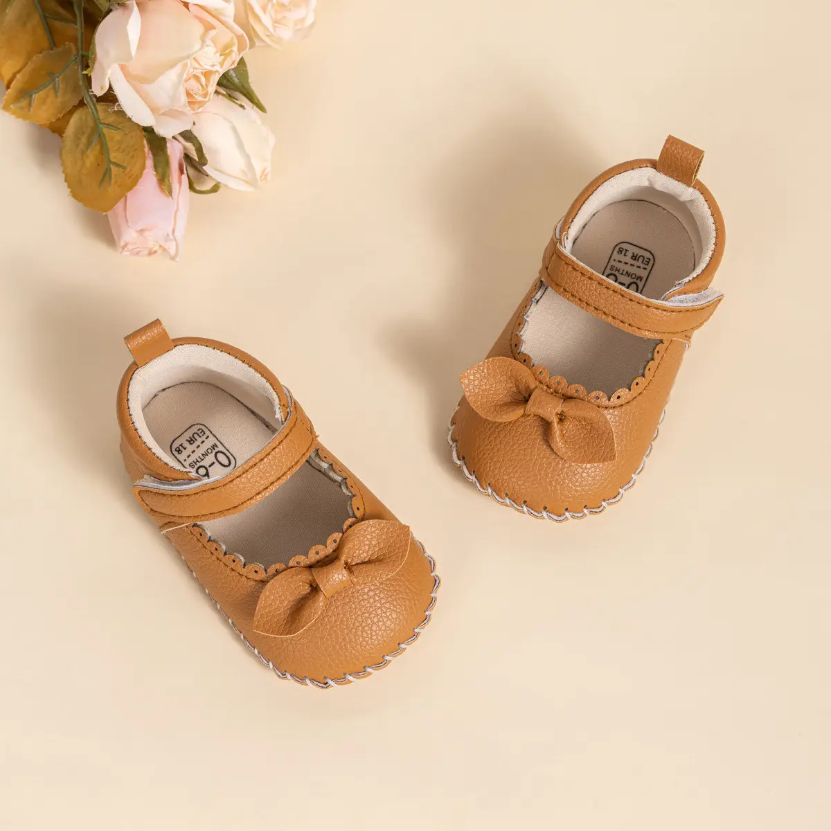 2024 Bow Princess Baby Shoes White Brown Non-Slip — feature 18