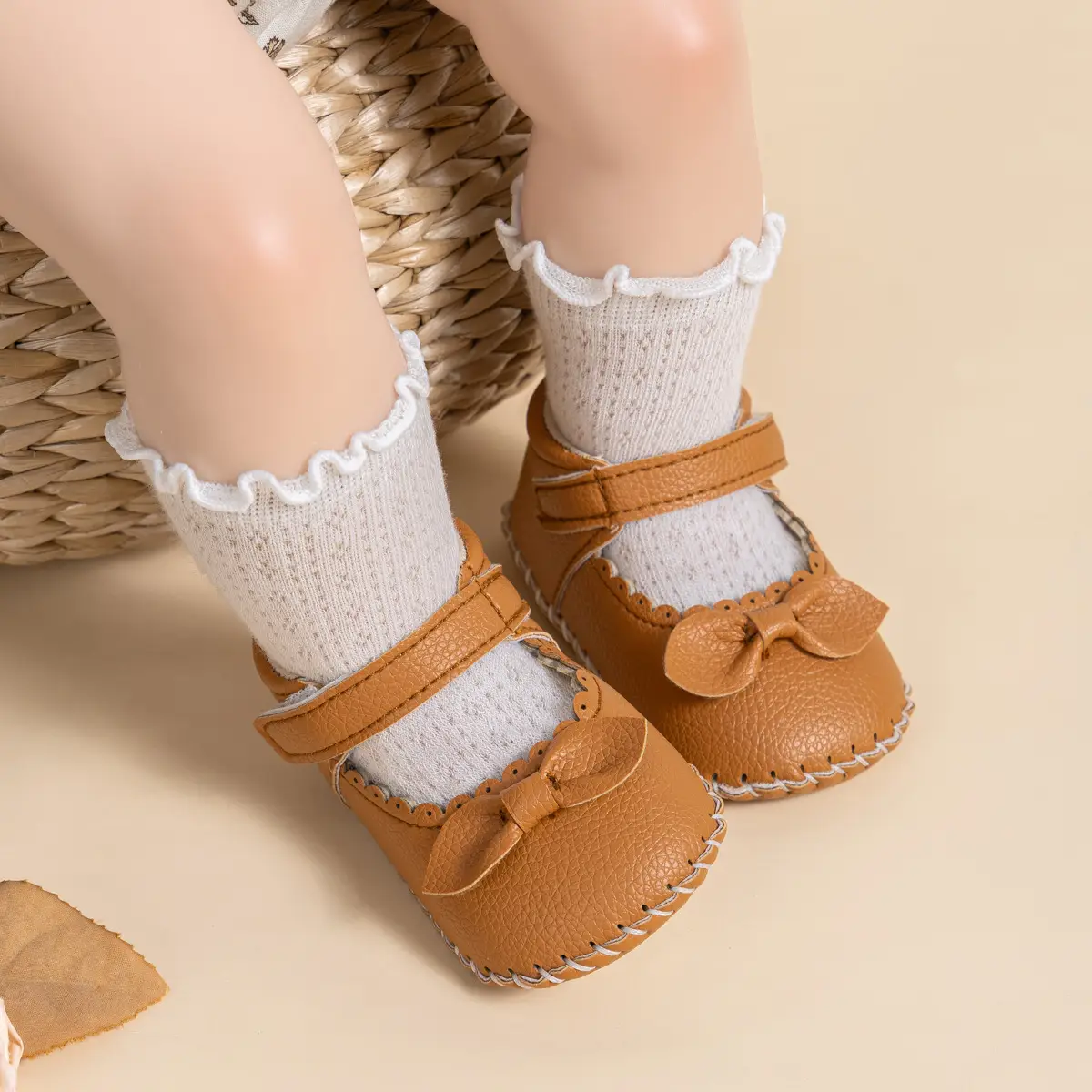 2024 Bow Princess Baby Shoes White Brown Non-Slip — feature 23