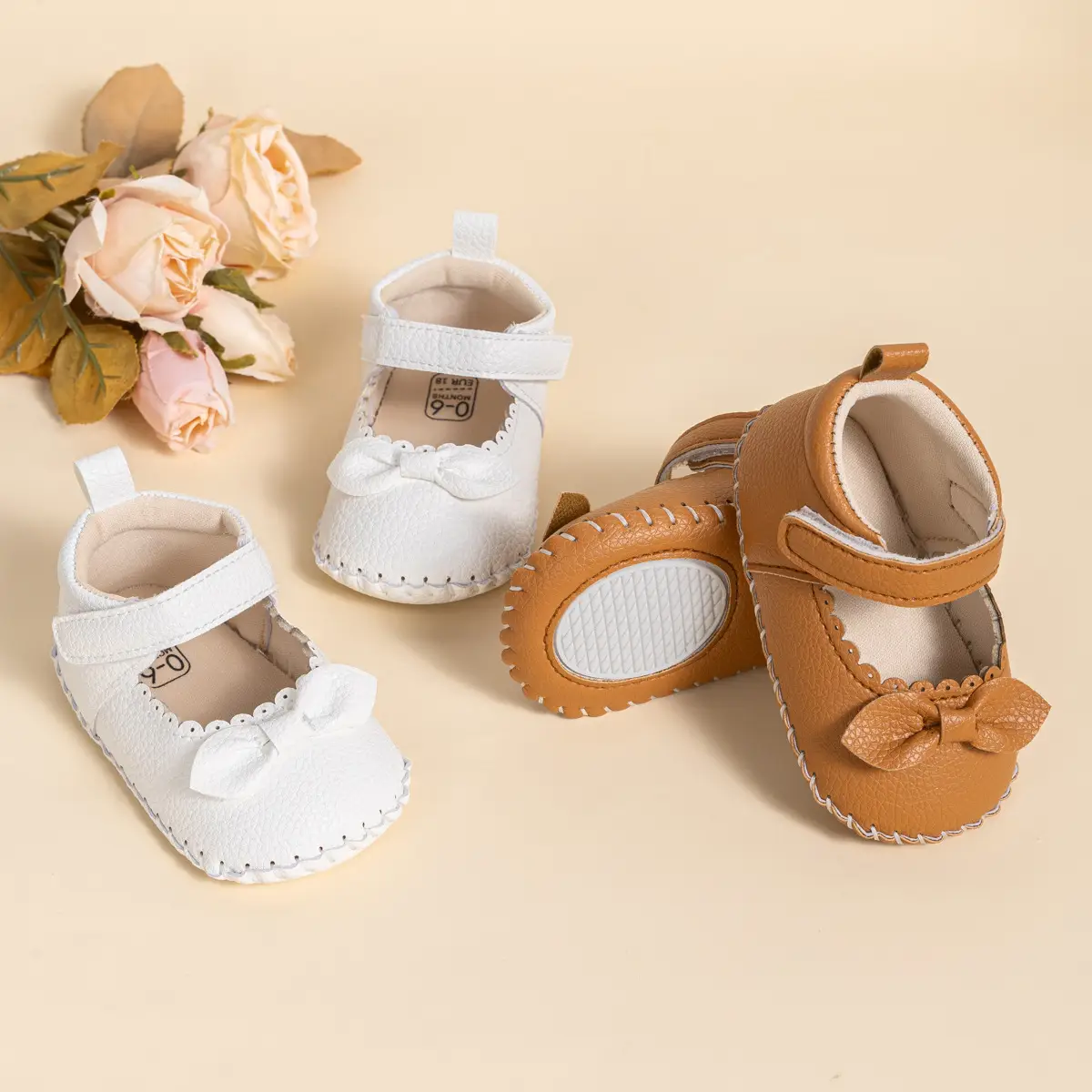 2024 Bow Princess Baby Shoes White Brown Non-Slip — feature 5
