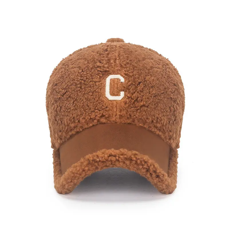 Women's Brown Fleece Baseball Cap with Suede Strap - Image 9