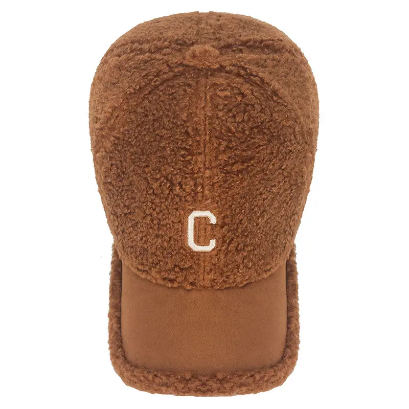 Women's Brown Fleece Baseball Cap with Suede Strap - Image 12