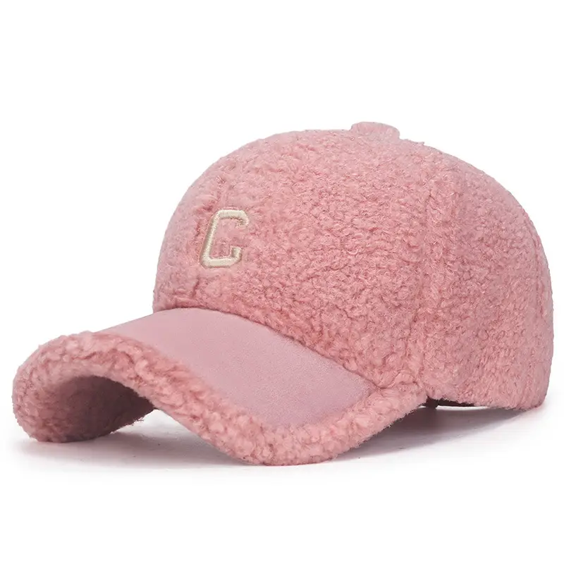 Women's Brown Fleece Baseball Cap with Suede Strap - Image 3