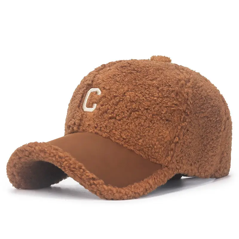 Women's Brown Fleece Baseball Cap with Suede Strap - Image 7