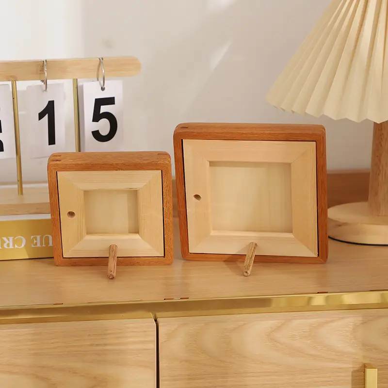 Square Rounded Solid Wood Photo Frame Wall Hanging Photo Calligraphy and Painting Mounting Frame Couple Calligraphy and Painting Photo Frame Picture Frame