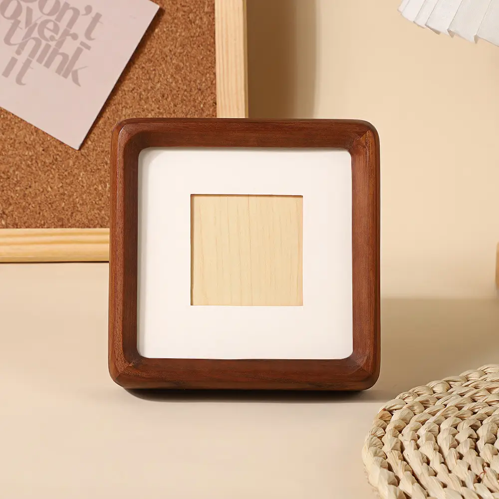 Square Rounded Solid Wood Photo Frame Wall Hanging Photo Calligraphy and Painting Mounting Frame Couple Calligraphy and Painting Photo Frame Picture Frame