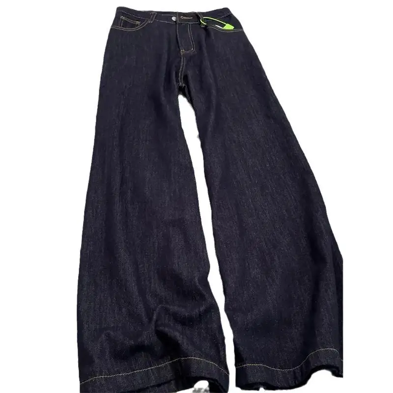 Dark Blue Wide Leg Jeans Women's 2024 High Waist Mop Pants