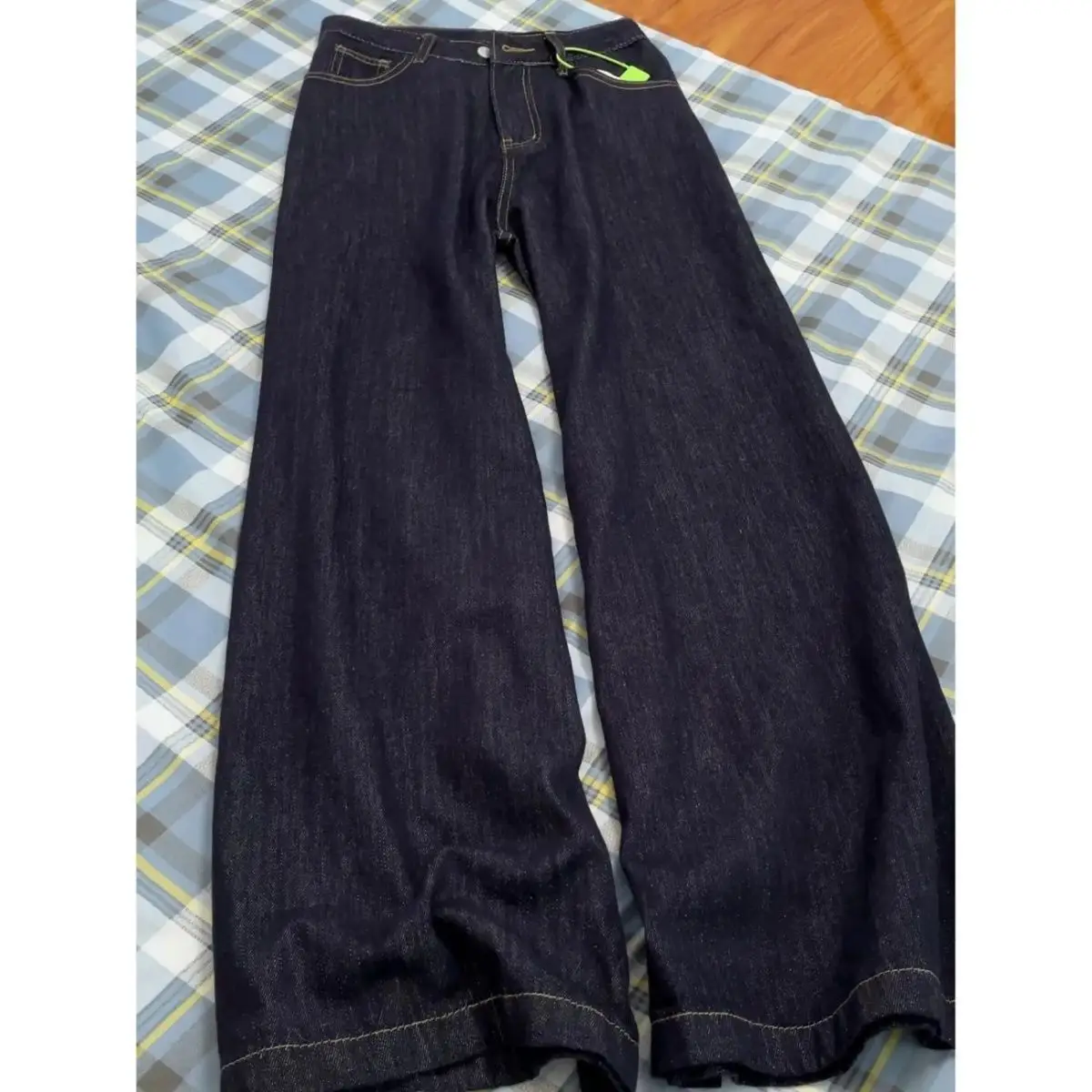 Dark Blue Wide Leg Jeans Women's 2024 High Waist Mop Pants — feature 2