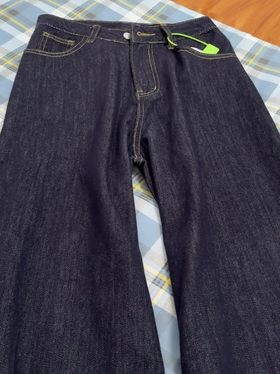Dark Blue Wide Leg Jeans Women's 2024 High Waist Mop Pants — feature 3