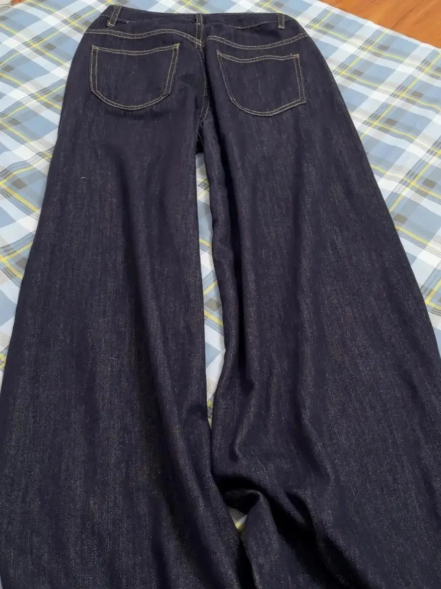 Dark Blue Wide Leg Jeans Women's 2024 High Waist Mop Pants — feature 5