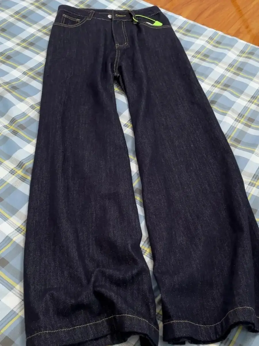Dark Blue Wide Leg Jeans Women's 2024 High Waist Mop Pants — feature 6