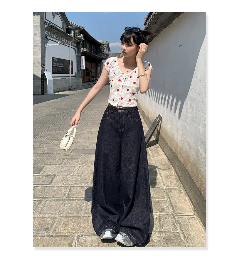 High Waist Denim Wide Leg Pants Sexy Hot Girl Women's 2024 — feature 5