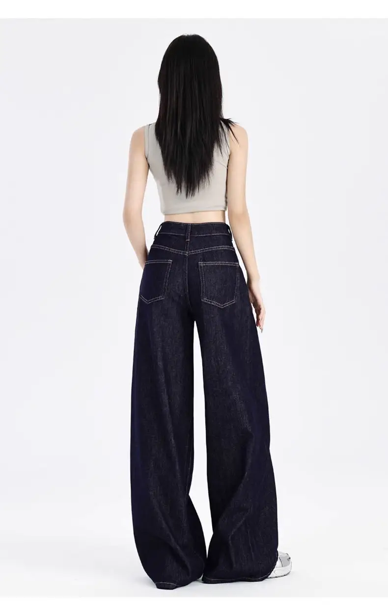 Dark Blue Wide Leg High Waist Jeans for Women — feature 20