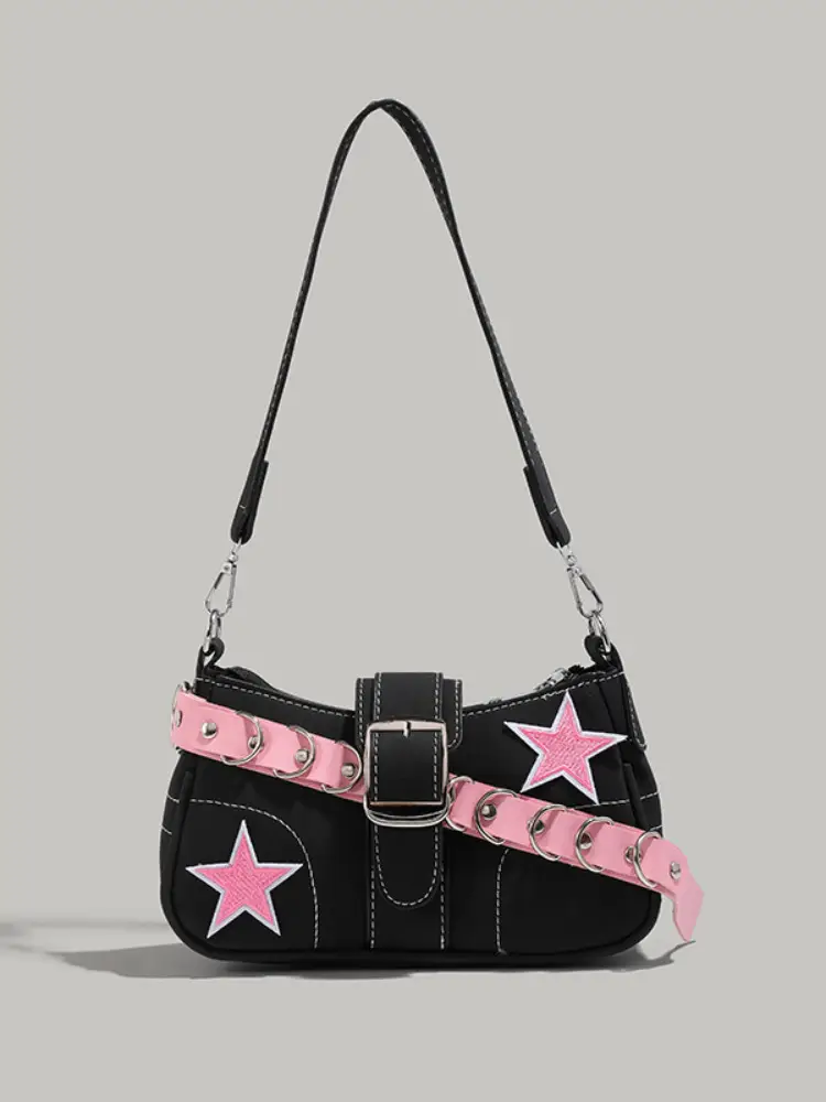 Star Design Shoulder Bag for Girls Black Pink — feature 10