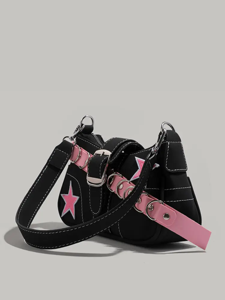 Star Design Shoulder Bag for Girls Black Pink — feature 12